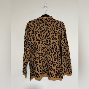 Philosophy Leopard Print Tunic Sweater Size Medium Classic Turtleneck